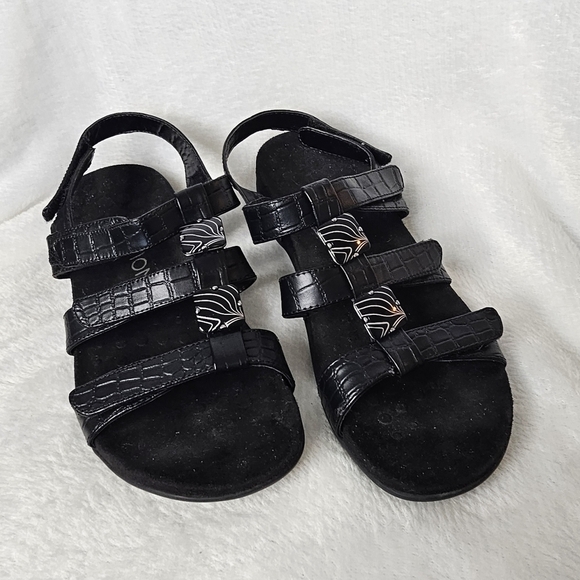 Vionic Womens Rest Amber Backstrap Adjustable Sandal Black Croc Size 6 - Picture 1 of 9